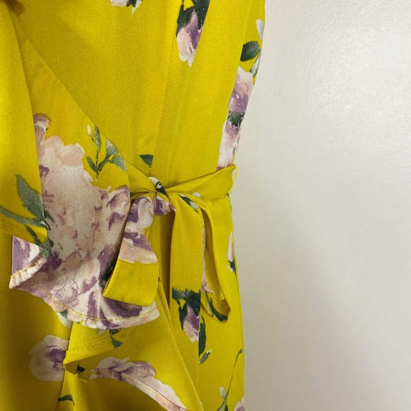 Leith Floral Wrap Dress Hi-Low Maxi Yellow Sz. M - Picture 5 of 8